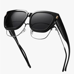 Polarized Fit Over SunGlasses Square Wrap Around Shades UV Protection